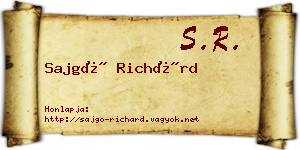 Sajgó Richárd névjegykártya